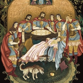 «Сказка о мертвой царевне и о семи богатырях» в стиле палех