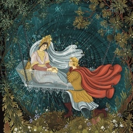 «Сказка о мертвой царевне и о семи богатырях» в стиле палех