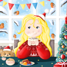 Зимнее новогоднее утро 