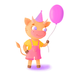 Коровка идет на День рождения