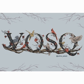 Принт с птицами VOSQ