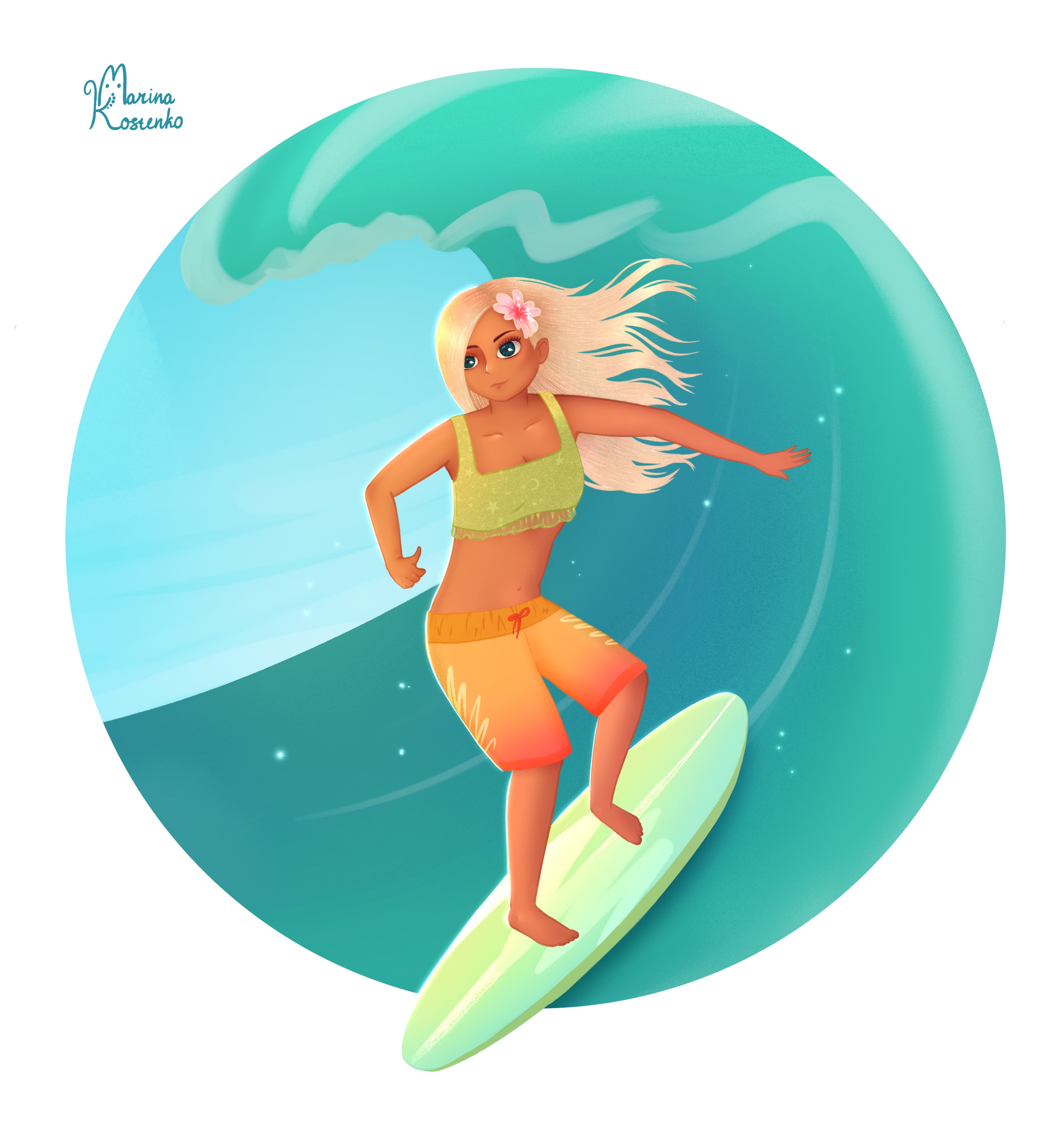 Персонаж девочка-серфер