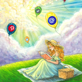 Время для себя от социальных сетей и сообщений. Иллюстрация