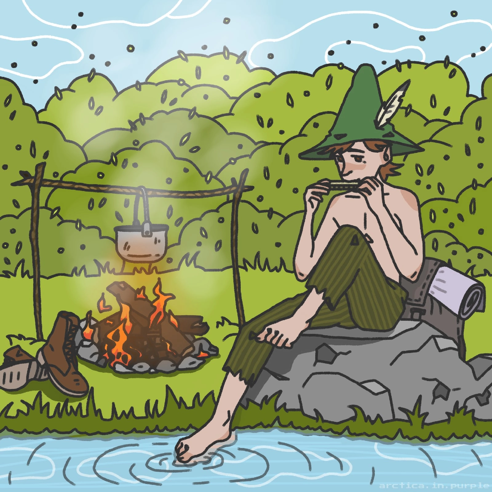 Снусмумрик играет на губной гармошке