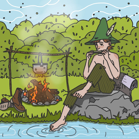 Снусмумрик играет на губной гармошке