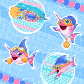 Стикеры для детской секции по плаванию