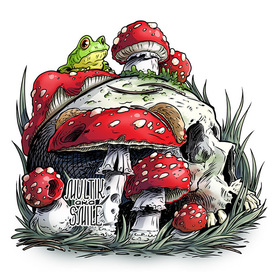 Череп в мухоморах