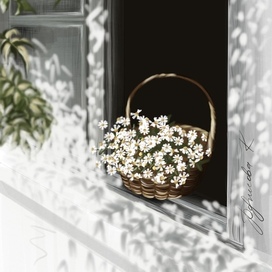Ромашки в корзинке