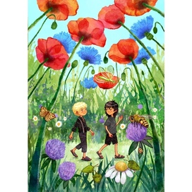 В цветущем саду. 