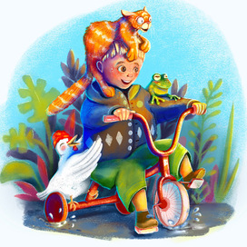 Друзья катаются на велосипеде