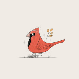 Красный кардинал INKTOBER