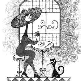 Дама в кафе