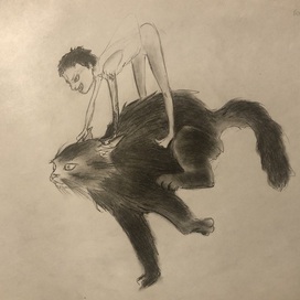 девушка и кот