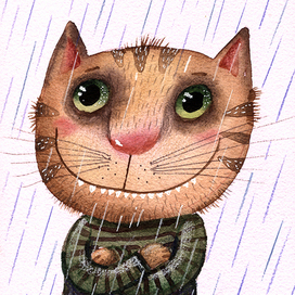 Кот под дождем