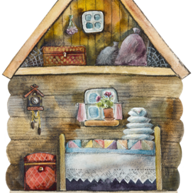 Спальня в деревенском домике (в избе)