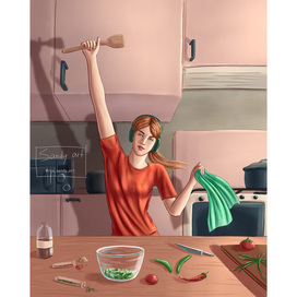 Лайфстайл-иллюстрация: готовим дома