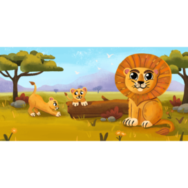 Книжная иллюстрация лев и львята