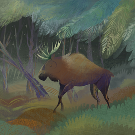 Лось в лесу