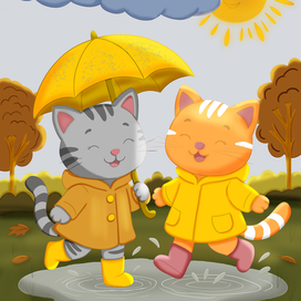 Котики. Осень