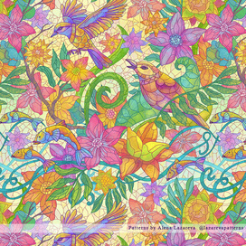 Паттерн бесшовный Райские птицы