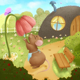 Летняя иллюстрация, мышка