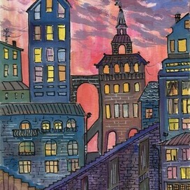 Город на закате