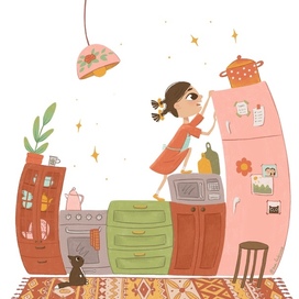 Серия иллюстраций про девочку-повара