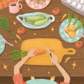 Серия иллюстраций про девочку-повара