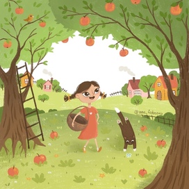 Серия иллюстраций про девочку-повара