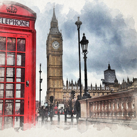 Лондон. Цифровая акварель.