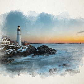 Маяк. Цифровая акварель
