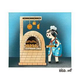 Бурёнка с булочками и буква Б