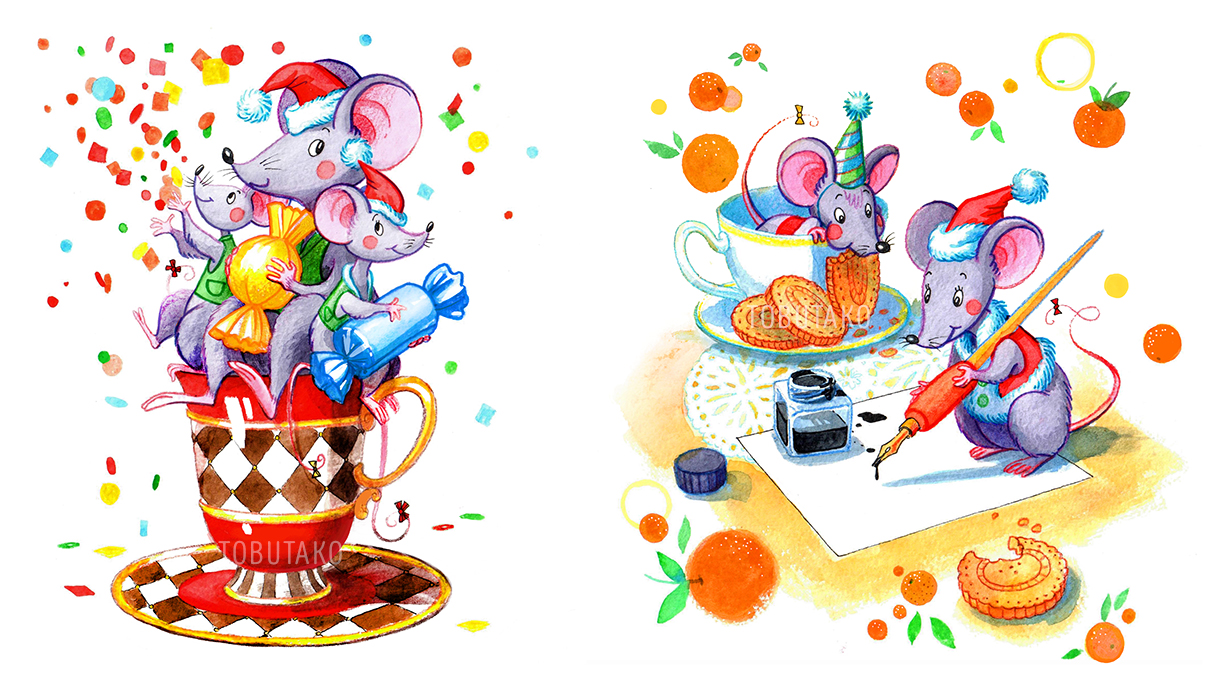 Персонажи для открыток на Новый год