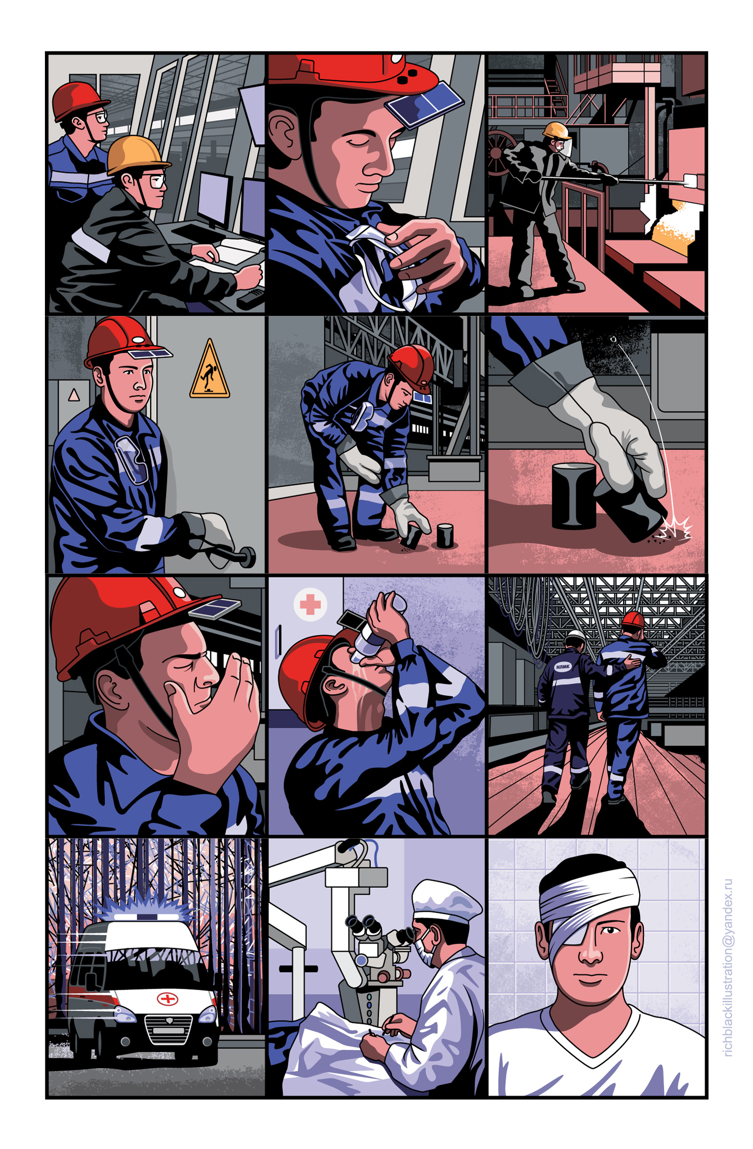 Комикс по технике безопасности для НЛМК