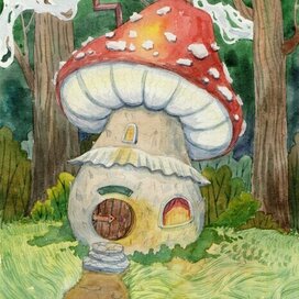 Серия иллюстраций "грибные домики"