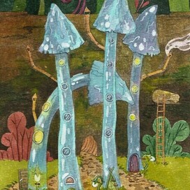 Серия иллюстраций "грибные домики"