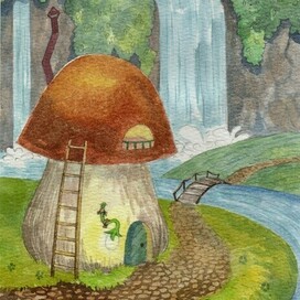 Серия иллюстраций "грибные домики"