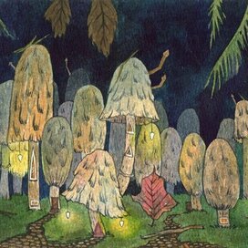 Серия иллюстраций "грибные домики"