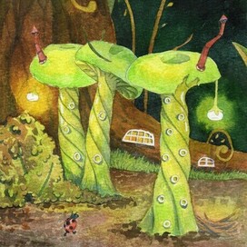 Серия иллюстраций "грибные домики"