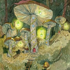 Серия иллюстраций "грибные домики"