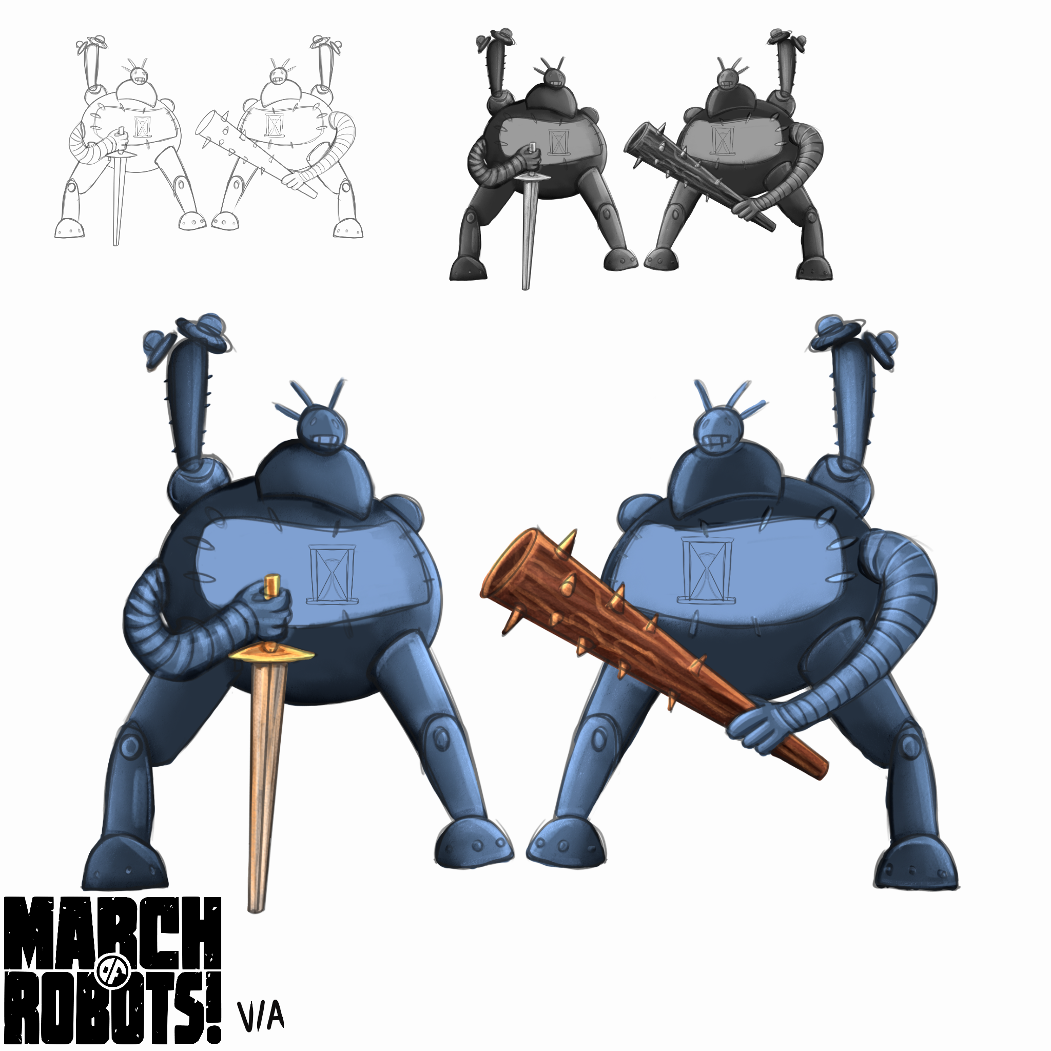 Концепт персонажей роботов