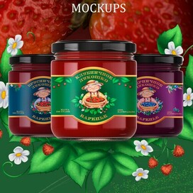 иллюстрация и дизайн этикетки для варенья