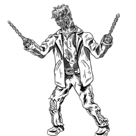 Зомби-маньяк в стиле средневековой гравюры