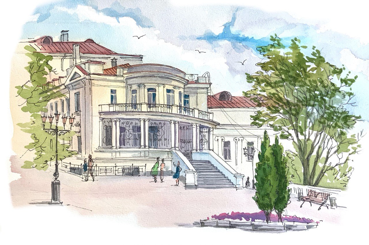 Ветреный день. Дворец пионеров в Севастополе