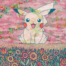 Пикачу на цветочной поляне