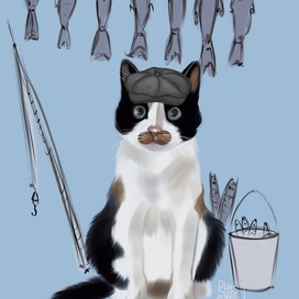 Кот Федор на рыбалке