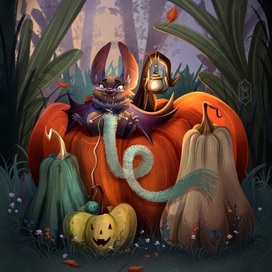 Летучая мышь вяжет шарфик 