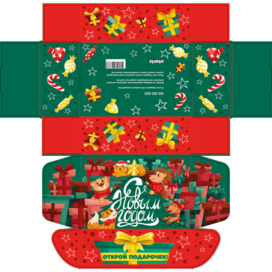 Дизайн новогодней упаковки. Детская иллюстрация