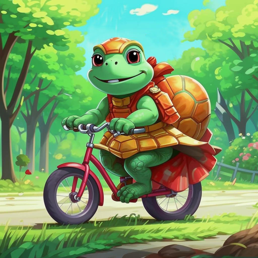 Черепаха на велосипеде