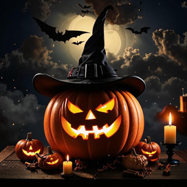 Тыква в шляпе на Хэллоуин